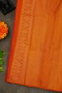 Kancheepuram Silk Orange Saree With Florals And Buttis Body