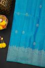 Kancheepuram Silk Turquoise Blue Saree With Pallaki Design Border