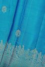Kancheepuram Silk Turquoise Blue Saree With Pallaki Design Border