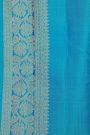 Kancheepuram Silk Turquoise Blue Saree With Pallaki Design Border