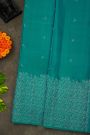 Kancheepuram Silk Sea Green Saree With Florals And Leaves Jaal Border