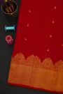 Kancheepuram Silk Red Saree With Florals And Paisleys In Zari Body And Turning Border