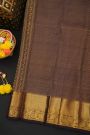 Kancheepuram Silk Dark Brown Saree With Diamonds And Florals Border