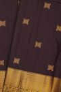 Kancheepuram Silk Dark Brown Saree With Diamonds And Florals Border