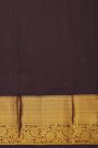 Kancheepuram Silk Dark Brown Saree With Diamonds And Florals Border
