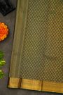 Kancheepuram Silk Forest Green Saree With Florals And Peacock Buttis Body