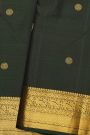 Kancheepuram Silk Forest Green Saree With Florals And Peacock Buttis Body