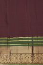 Kancheepuram Silk Dark Brown Saree With Florals And Peacock Buttis Body