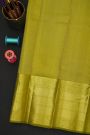 Kancheepuram Silk Mehendi Green Saree With Florals And Diamonds Cross Lines Border