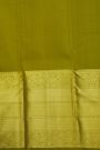 Kancheepuram Silk Mehendi Green Saree With Florals And Diamonds Cross Lines Border