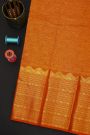 Kancheepuram Silk Orange Saree With Florals And Peacocks In Zari Body
