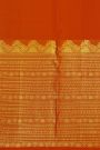 Kancheepuram Silk Orange Saree With Florals And Peacocks In Zari Body