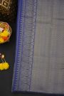 Kancheepuram Silk Navy Blue Saree With Florals And Leaves Jaal Border