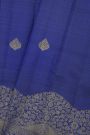 Kancheepuram Silk Navy Blue Saree With Florals And Leaves Jaal Border