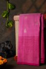 Kancheepuram Silk Blush Pink Saree With Elephants And Peacock Buttis Body