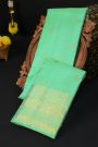 Kancheepuram Silk Sea Green Saree With Florals And Peacock Buttis Body