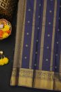 Kancheepuram Silk Peacock Green Saree With Zari Lines And Floral Buttis Body