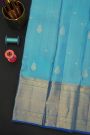 Kancheepuram Silk Sky Blue Saree With Florals And Leaves In Zari Body