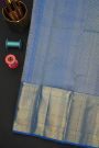 Kancheepuram Silk Sky Blue Saree With Florals And Leaves In Zari Body