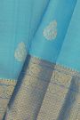 Kancheepuram Silk Sky Blue Saree With Florals And Leaves In Zari Body