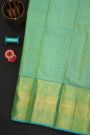 Kancheepuram Silk Parrot Green Saree With Paisleys And Cross Lines Border