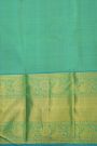 Kancheepuram Silk Parrot Green Saree With Paisleys And Cross Lines Border