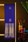 Kancheepuram Silk Blue Saree With Florals And Diamonds In Lines Border