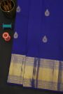 Kancheepuram Silk Blue Saree With Florals And Diamonds In Lines Border