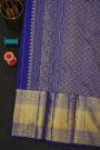Kancheepuram Silk Blue Saree With Florals And Diamonds In Lines Border