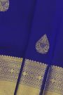 Kancheepuram Silk Blue Saree With Florals And Diamonds In Lines Border