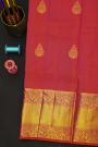 Kancheepuram Silk Peach Saree With Yalis And Elephants Diamond Border