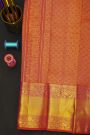 Kancheepuram Silk Peach Saree With Yalis And Elephants Diamond Border