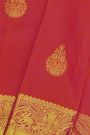 Kancheepuram Silk Peach Saree With Yalis And Elephants Diamond Border