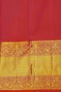 Kancheepuram Silk Peach Saree With Yalis And Elephants Diamond Border