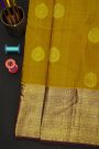 Kancheepuram Silk Mustard Saree With Florals And Peacocks In Zari Body