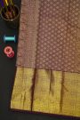 Kancheepuram Silk Mustard Saree With Florals And Peacocks In Zari Body