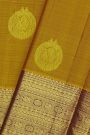 Kancheepuram Silk Mustard Saree With Florals And Peacocks In Zari Body