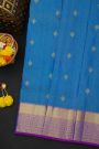 Kancheepuram Silk Royal Blue Saree With Checks And Floral Buttis Body