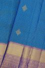 Kancheepuram Silk Royal Blue Saree With Checks And Floral Buttis Body