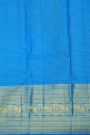 Kancheepuram Silk Ice Blue Saree With Florals And Peacocks Border