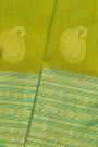 Kancheepuram Silk Green Saree With Florals And Paisleys In Zari Body