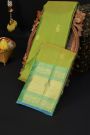 Kancheepuram Silk Parrot Green Saree With Peacock And Elephant Buttis Body
