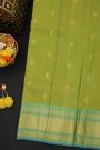Kancheepuram Silk Parrot Green Saree With Peacock And Elephant Buttis Body