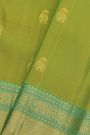 Kancheepuram Silk Parrot Green Saree With Peacock And Elephant Buttis Body