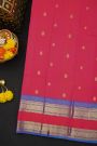 Kancheepuram Silk Rani Pink Saree With Floral Buttis Body