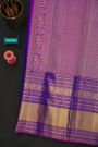 Kancheepuram Silk Blue Saree With Florals And Peacocks In Zari Body And Long Border