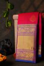 Kancheepuram Silk Rani Pink Saree With Florals And Paisleys Border