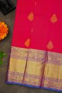 Kancheepuram Silk Rani Pink Saree With Florals And Paisleys Border