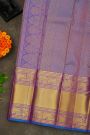 Kancheepuram Silk Rani Pink Saree With Florals And Paisleys Border