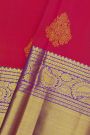 Kancheepuram Silk Rani Pink Saree With Florals And Paisleys Border